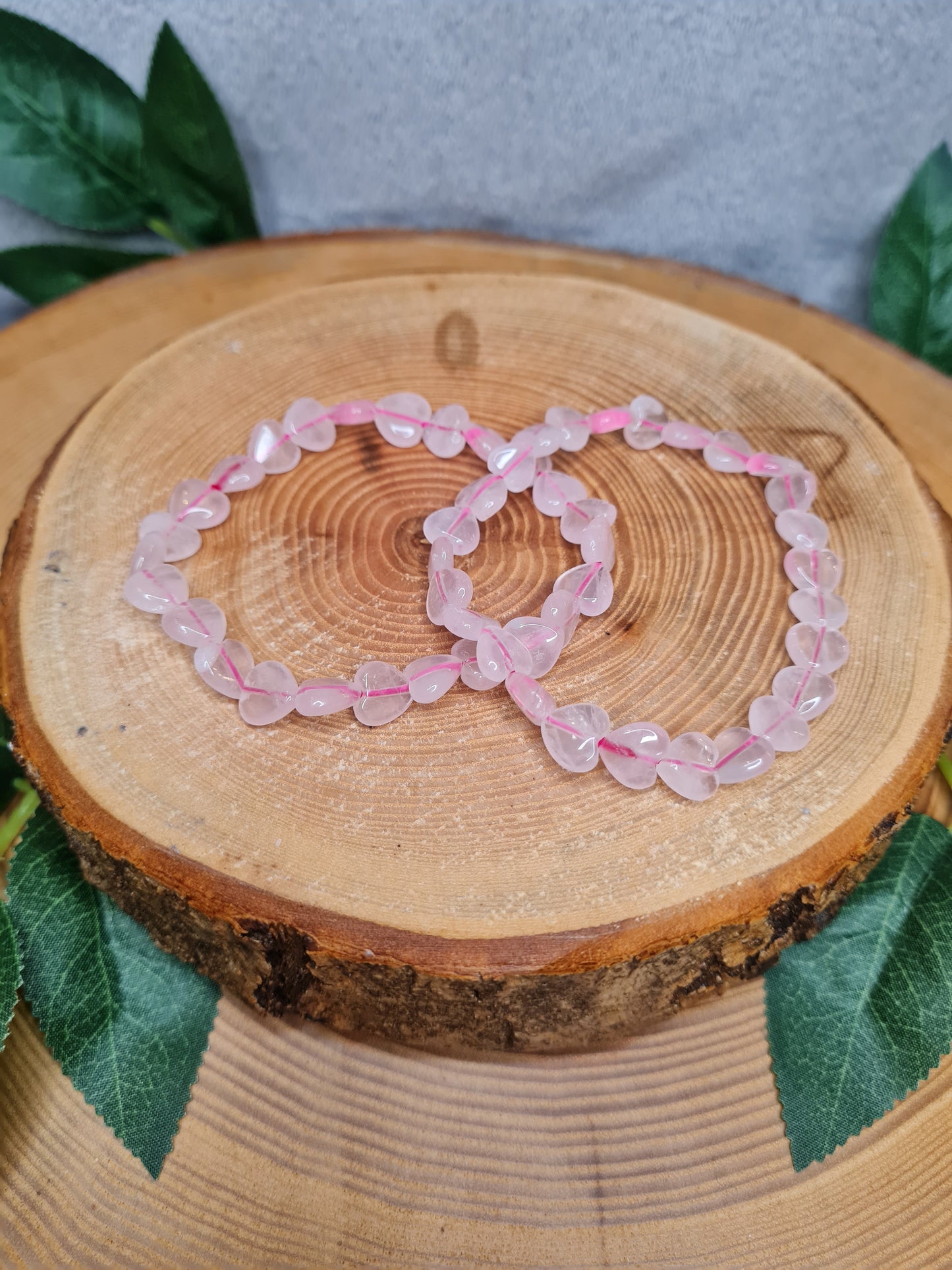 Rosenquarz Herzarmband (kleine Perlen)