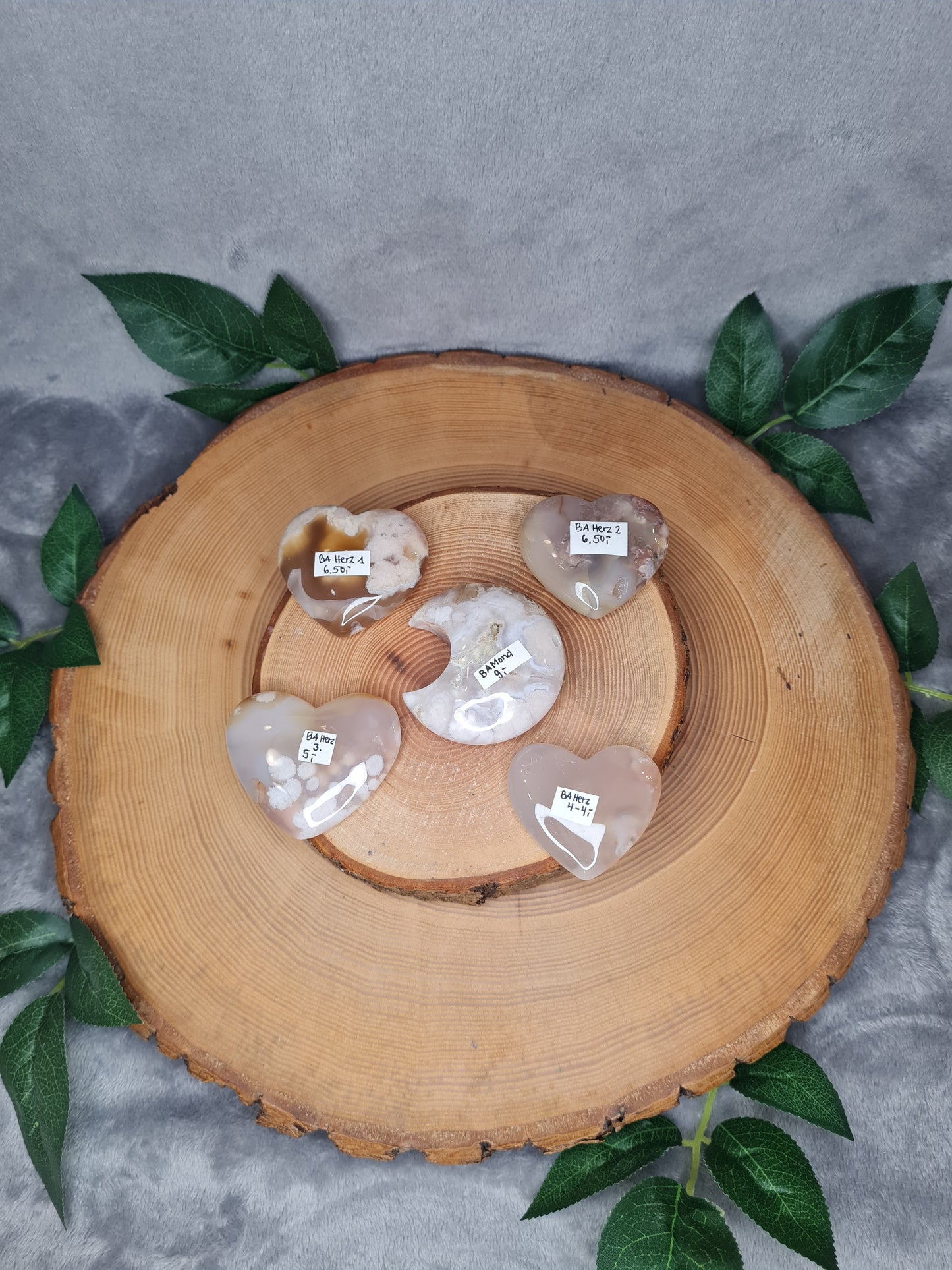 Blumenachat Herz/Mond