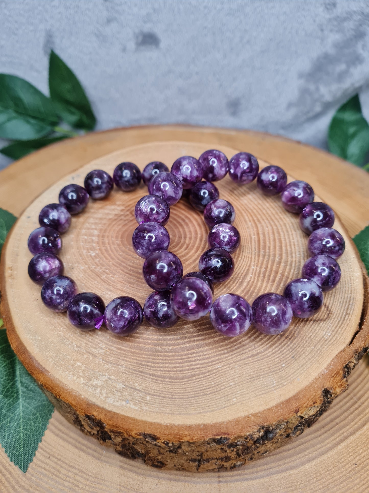 Lepidolith Mica Kugelarmband (13mm)