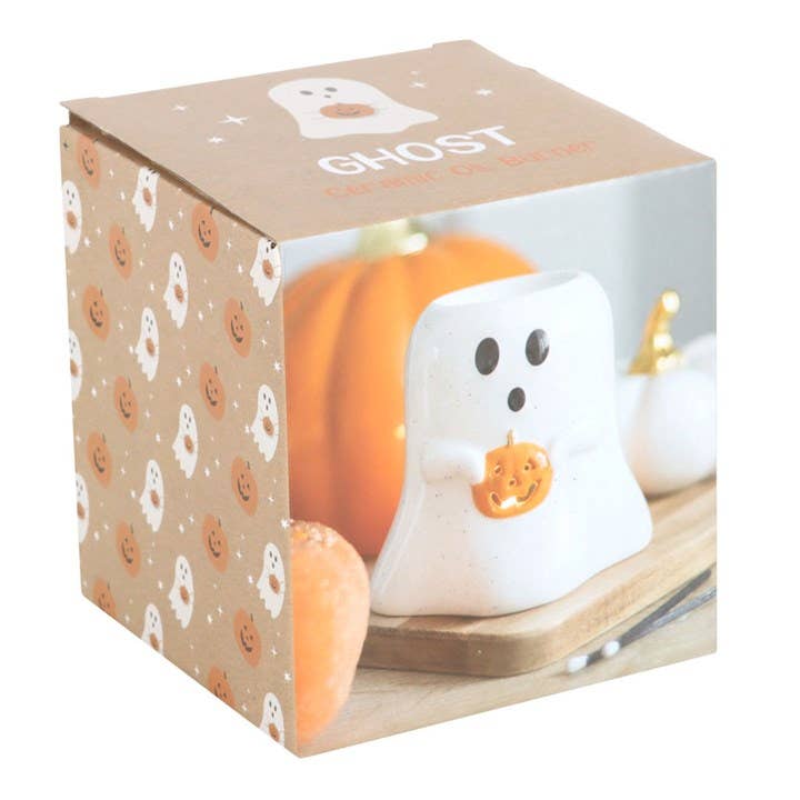 Geisterförmiger Halloween-Ölbrenner & Wachswärmer mit Kürbis