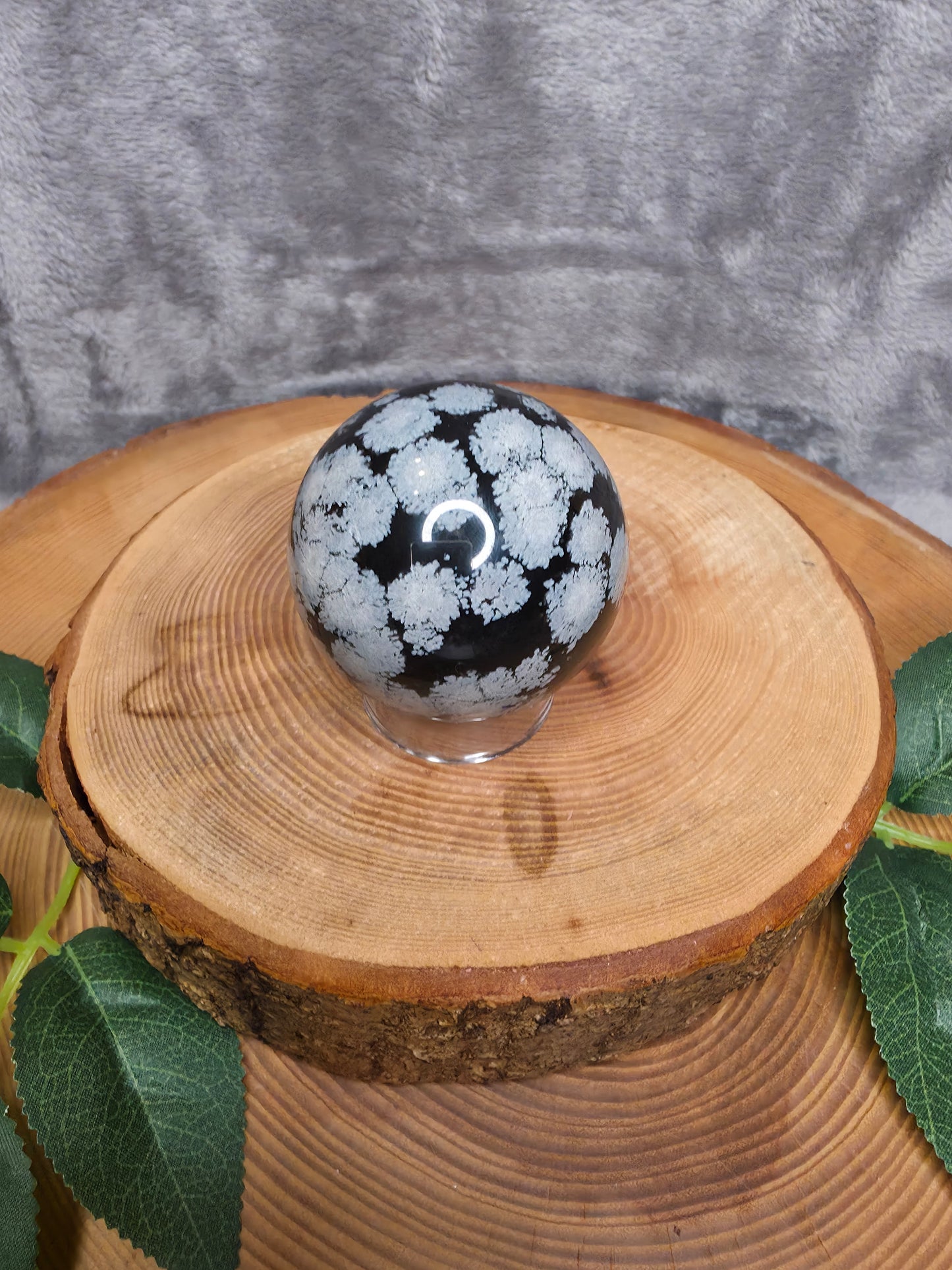 Schneeflocken Obsidian Kugel (O22)