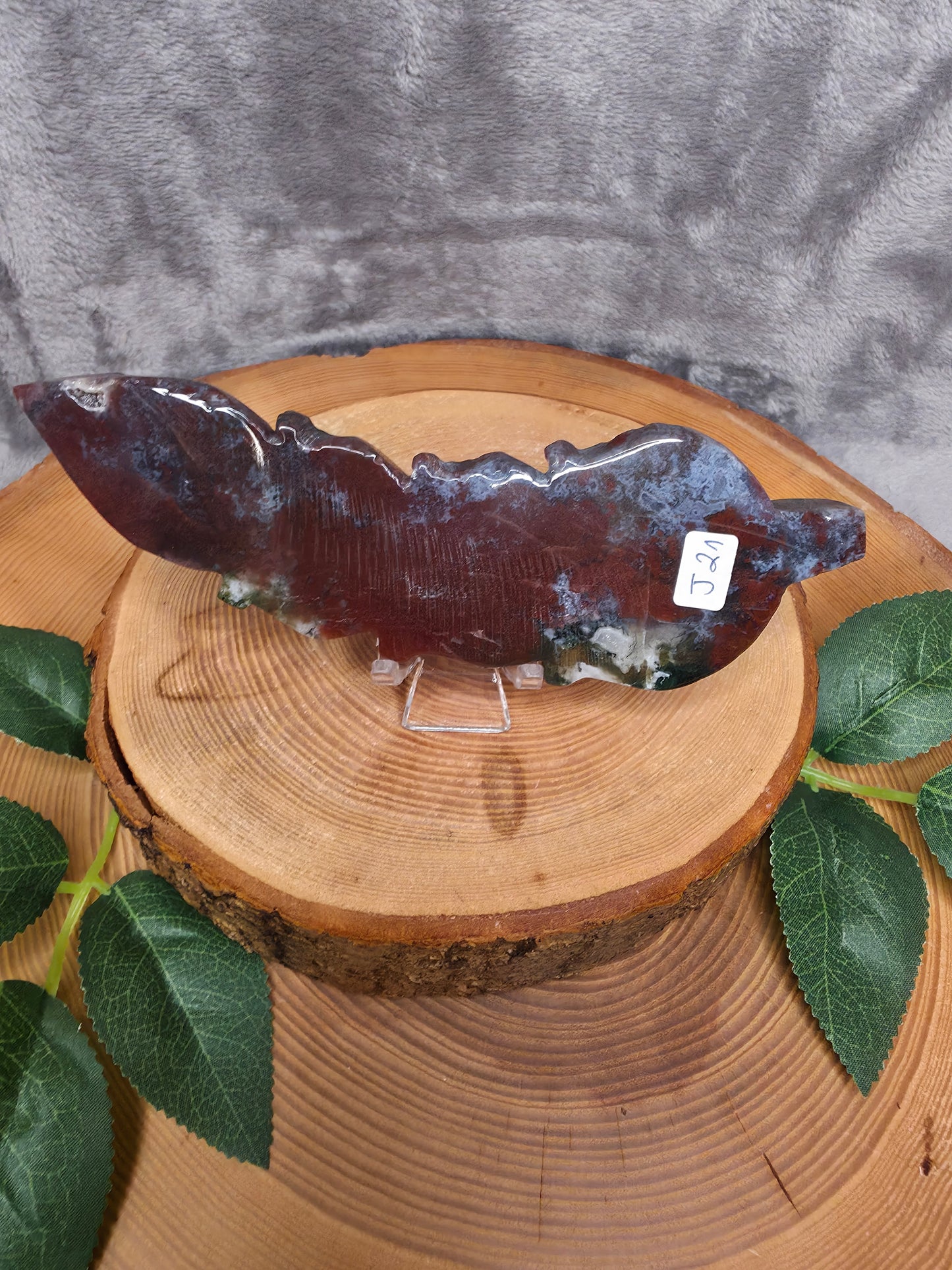 Moosachat x Ozean Jaspis Feder (J21)