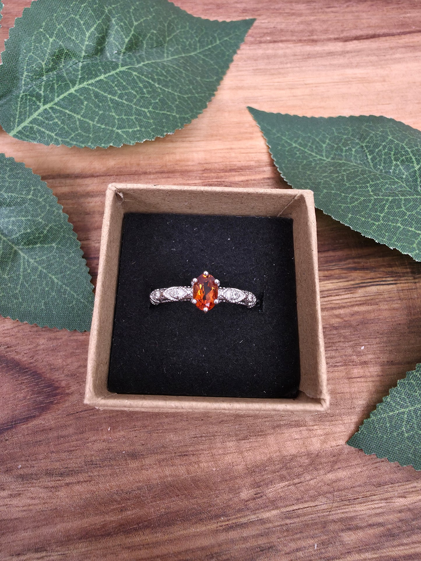 Granat (Mandarinengranat) Ring größenverstellbar Silber (N39)
