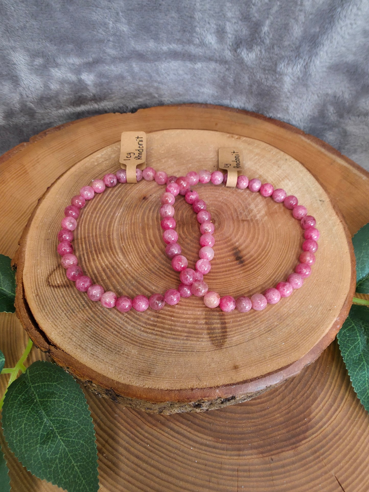 Icy Rhodonit (Sakura Rain) Kugelarmband