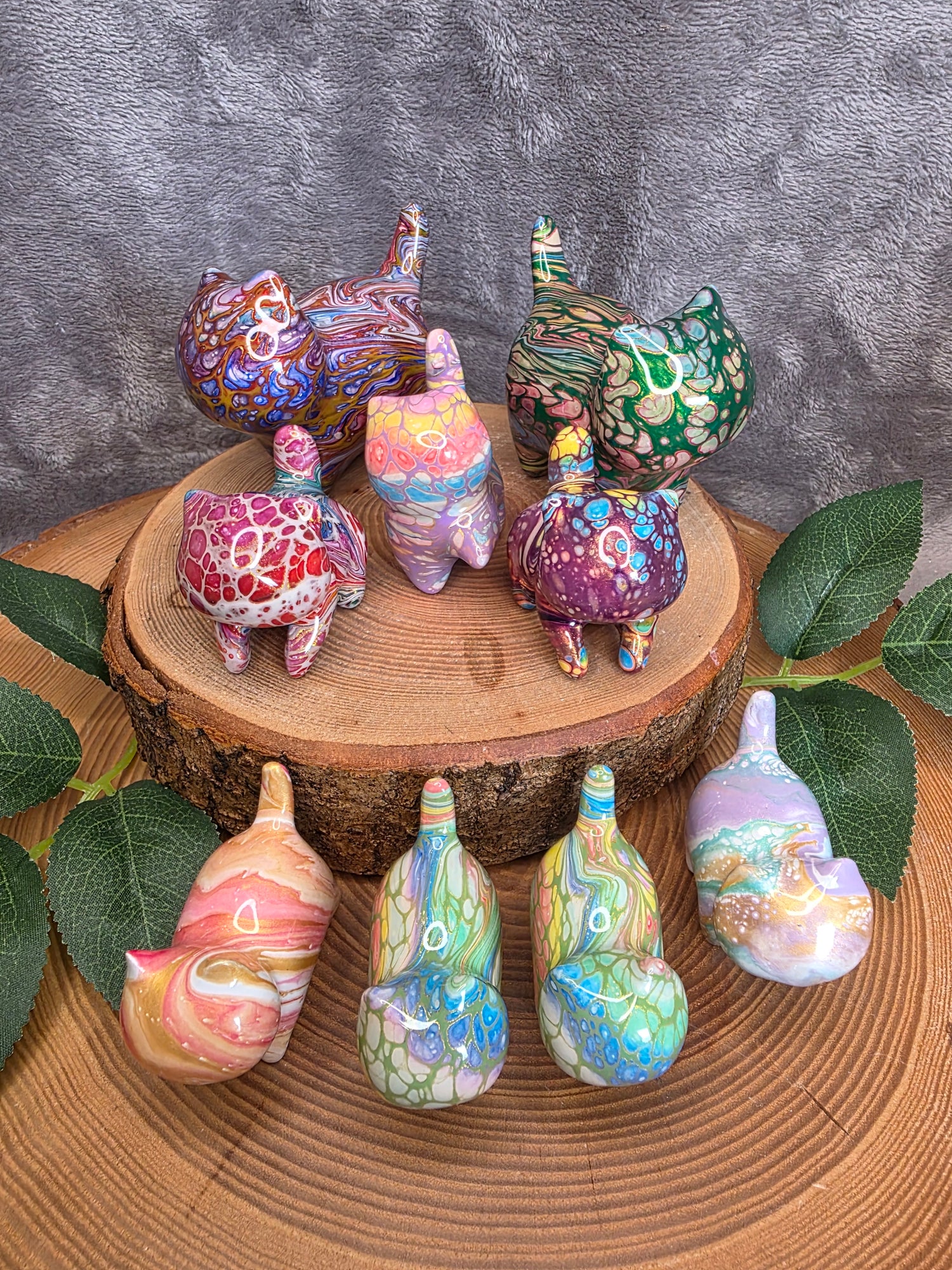 Sandelholz Katzen Figuren