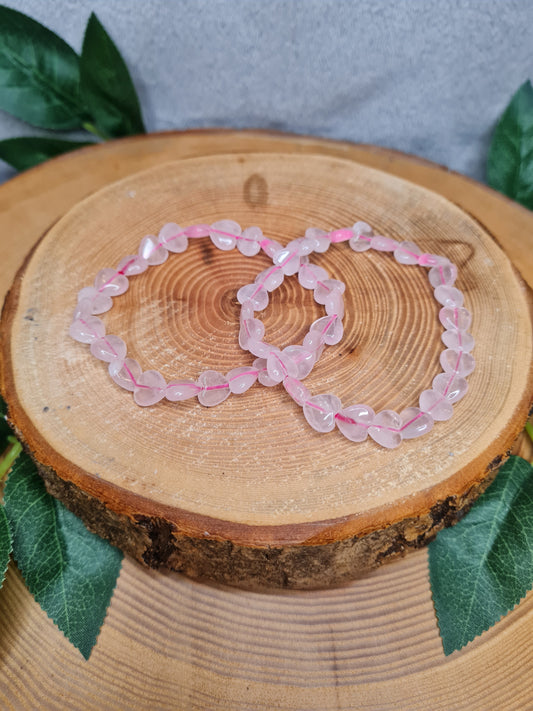 Rosenquarz Herzarmband (kleine Perlen)