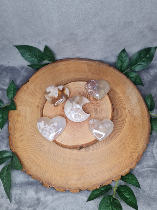 Blumenachat Herz/Mond