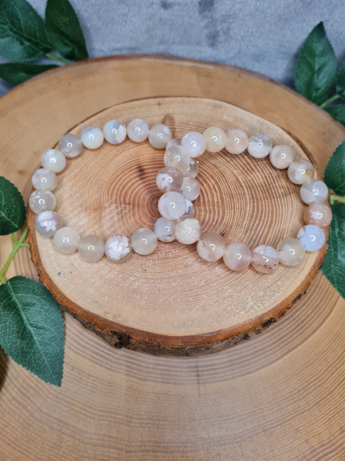 Blumenachat Kugelarmband (12mm)