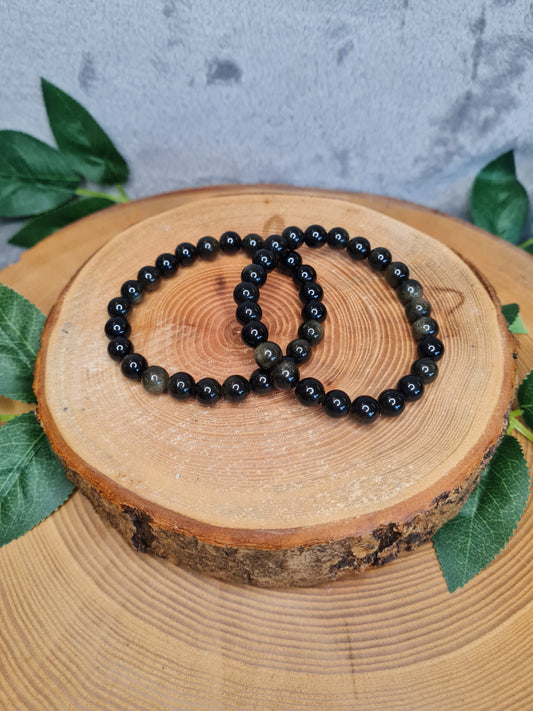 Goldener Obsidian Kugelarmband