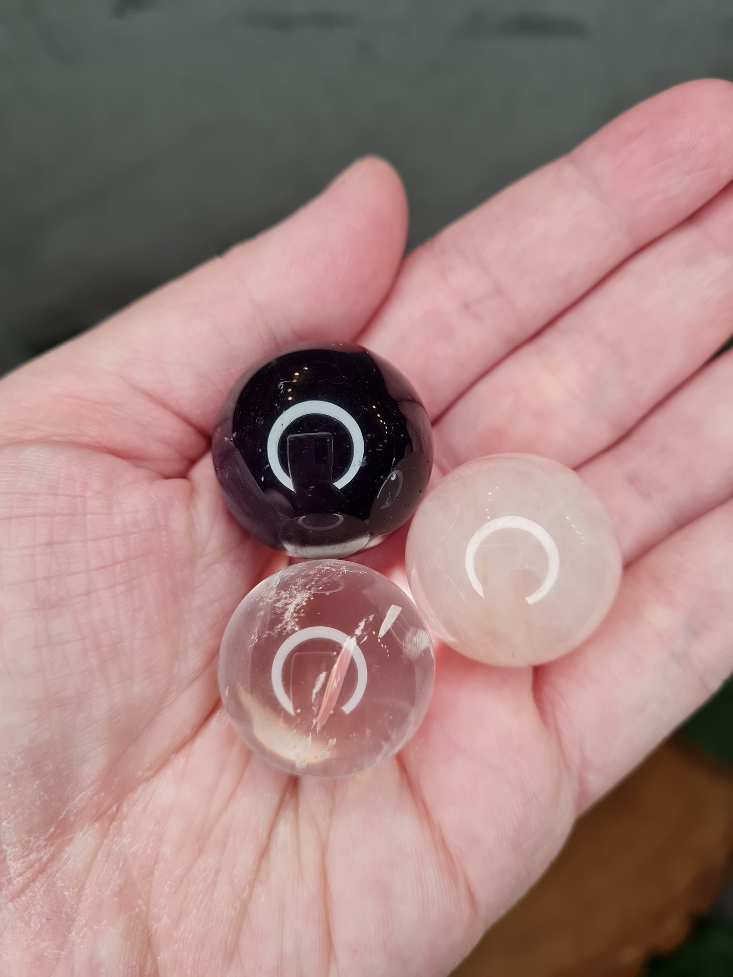 Amethyst Bergkristall Rosenquarz - Mini Kugel-Set