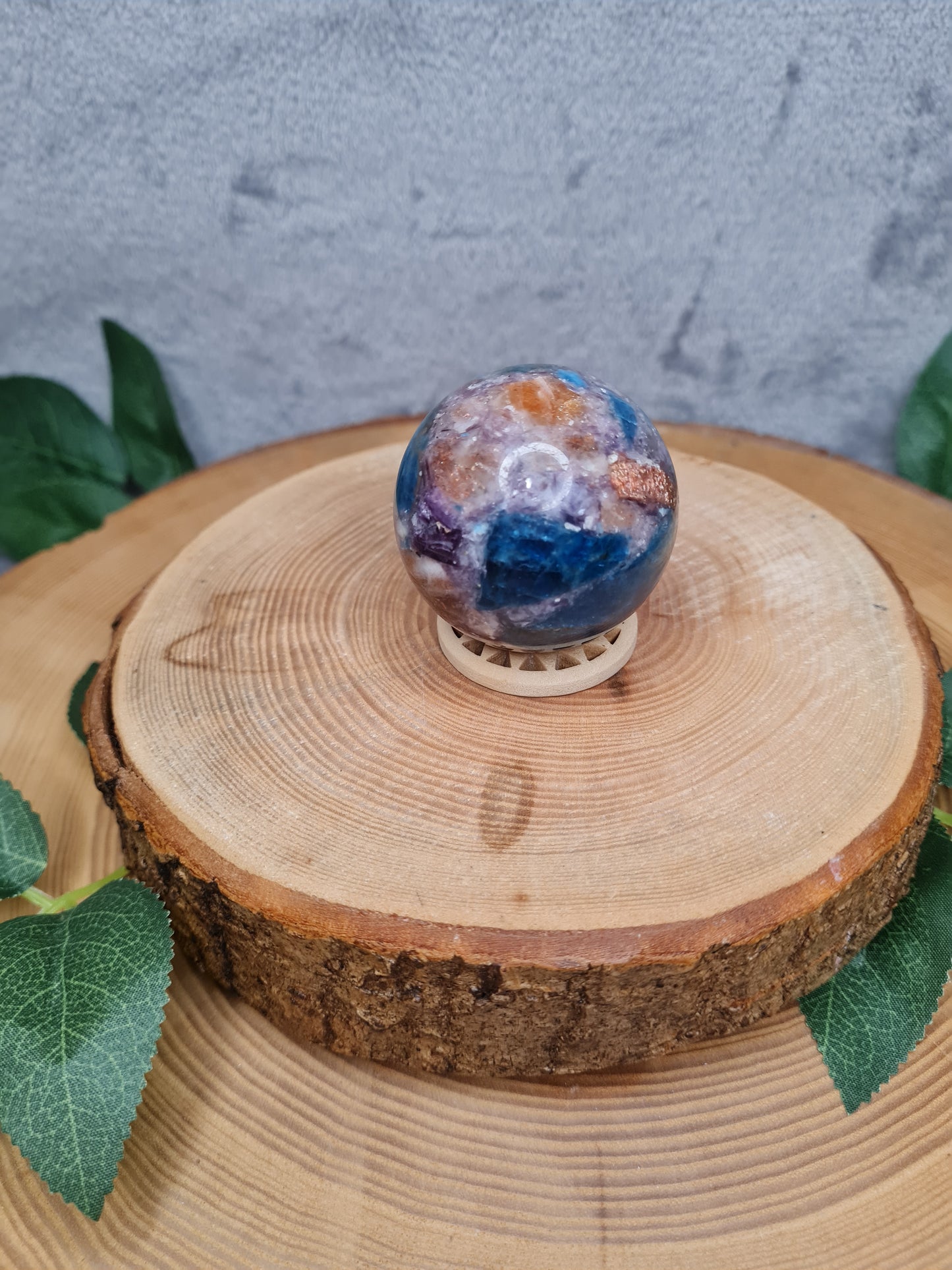 Purple Mica, Apatit und Sonnenstein Kugel (Nr.2)