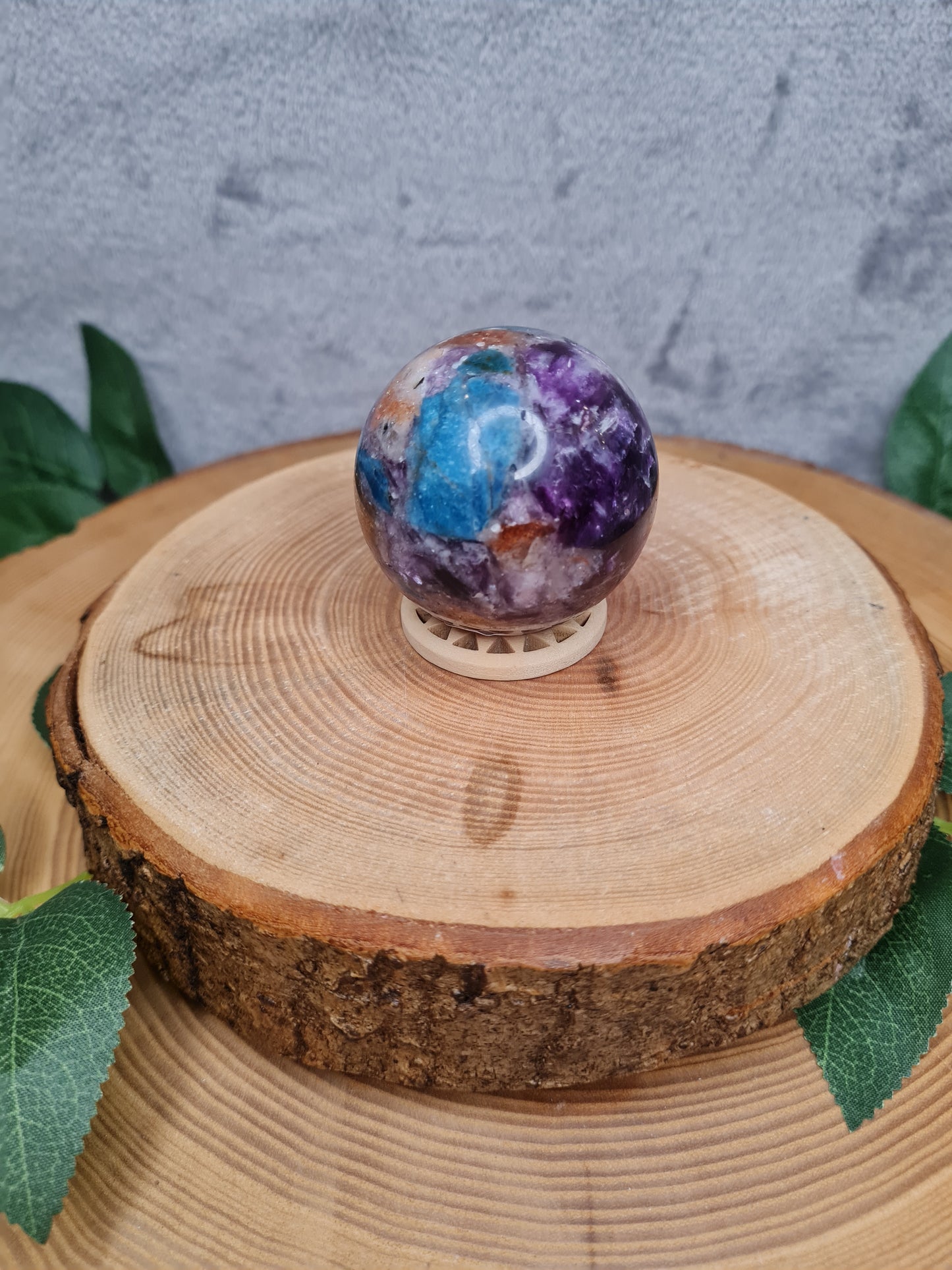 Purple Mica, Apatit und Sonnenstein Kugel (Nr.4)