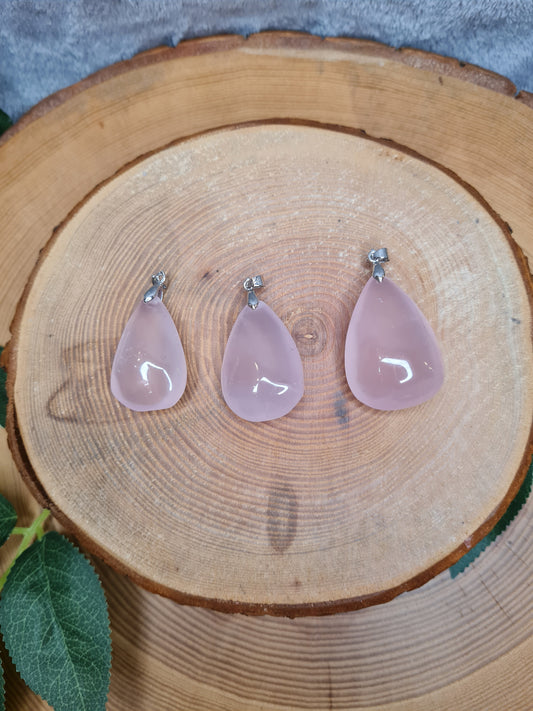 Rosenquarz Anhänger Tropfen