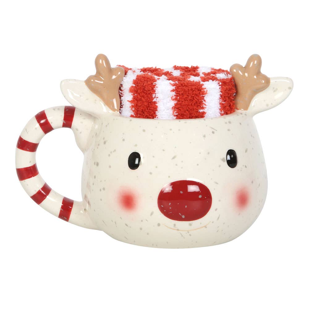 Weihnachtsset „Rudolph Reindeer“ mit Tasse und Socken