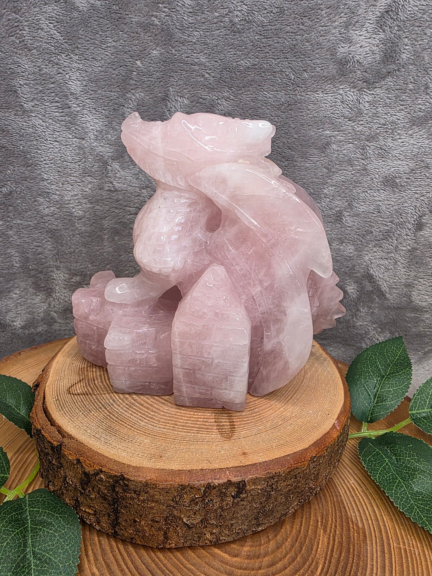 Rosenquarz Drache handgefertigt (R169)