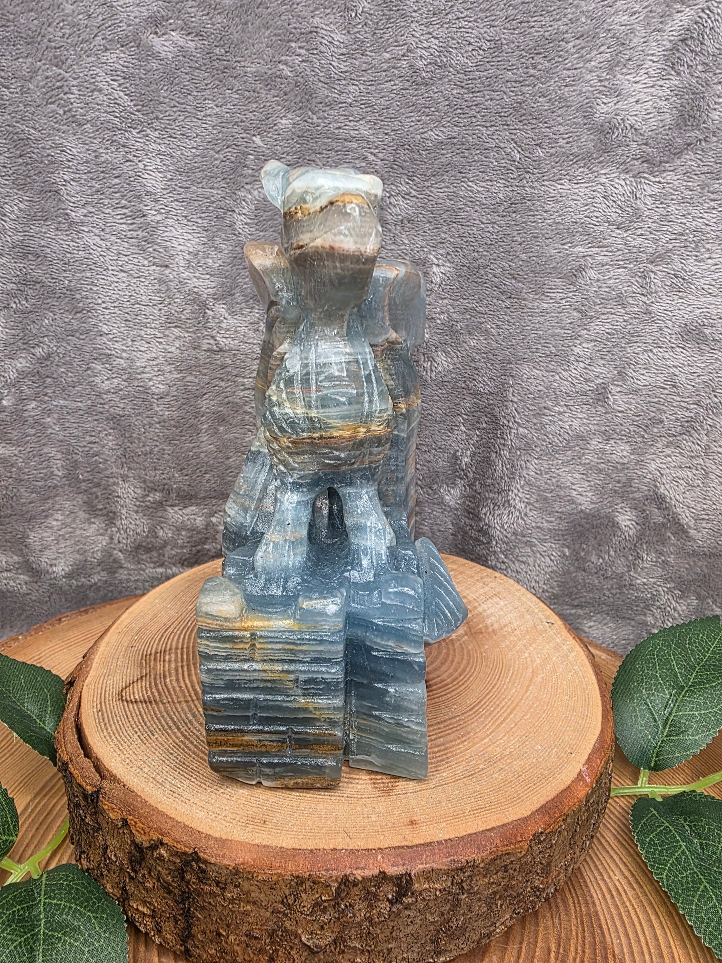 Blauer Onyx Drache handgefertigt (B189)