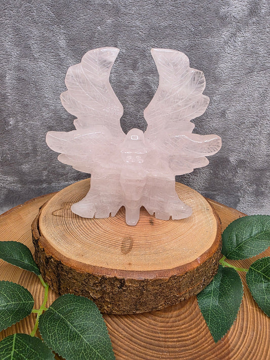 Rosenquarz Engel sechs Flügel