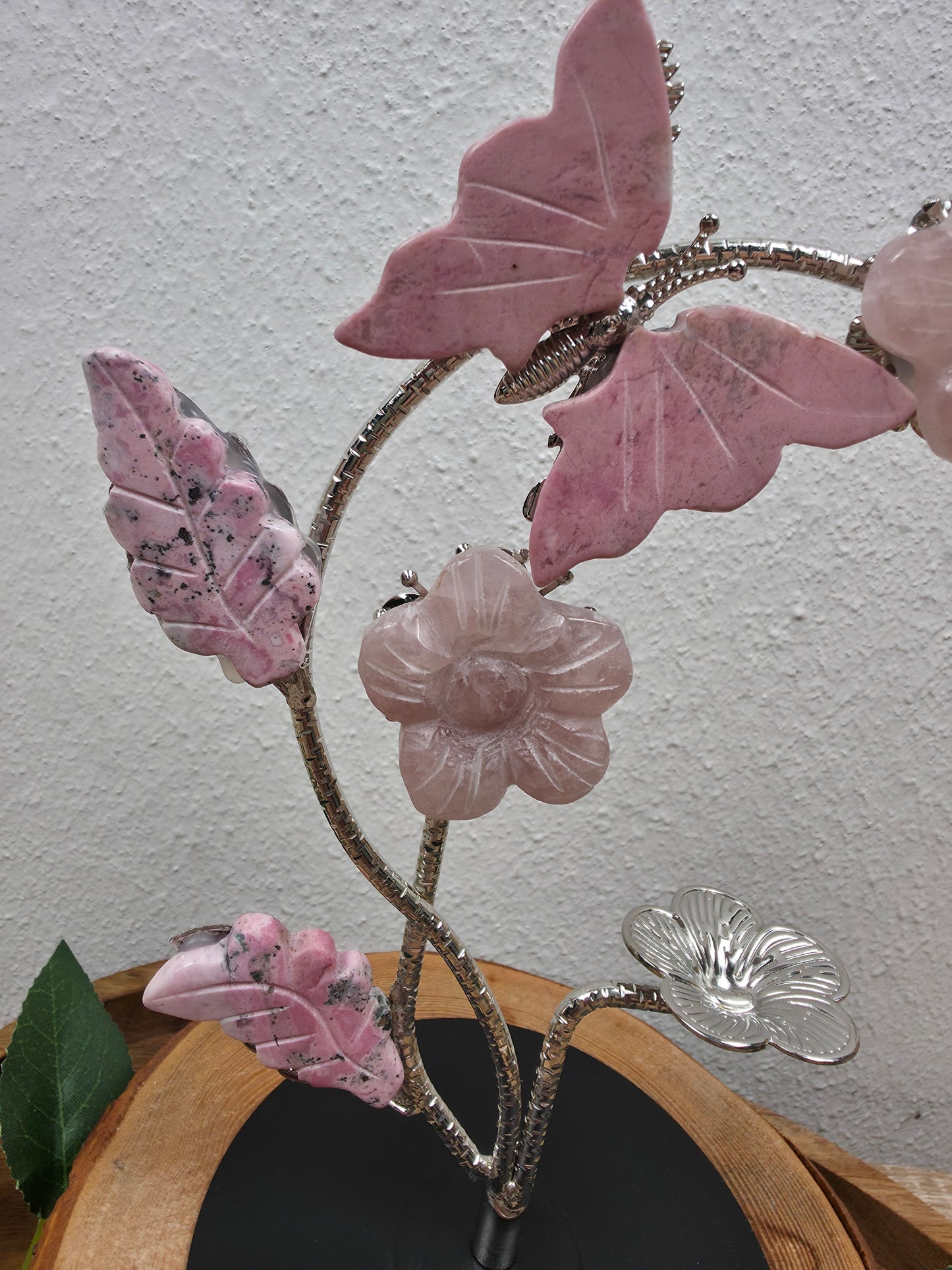 Kugelhalter mit Peruanischen Rhodonit und Rosenquarz (K43)