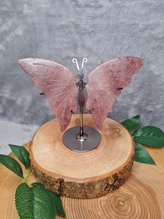 Erdbeerquarz Schmetterling (ED25)