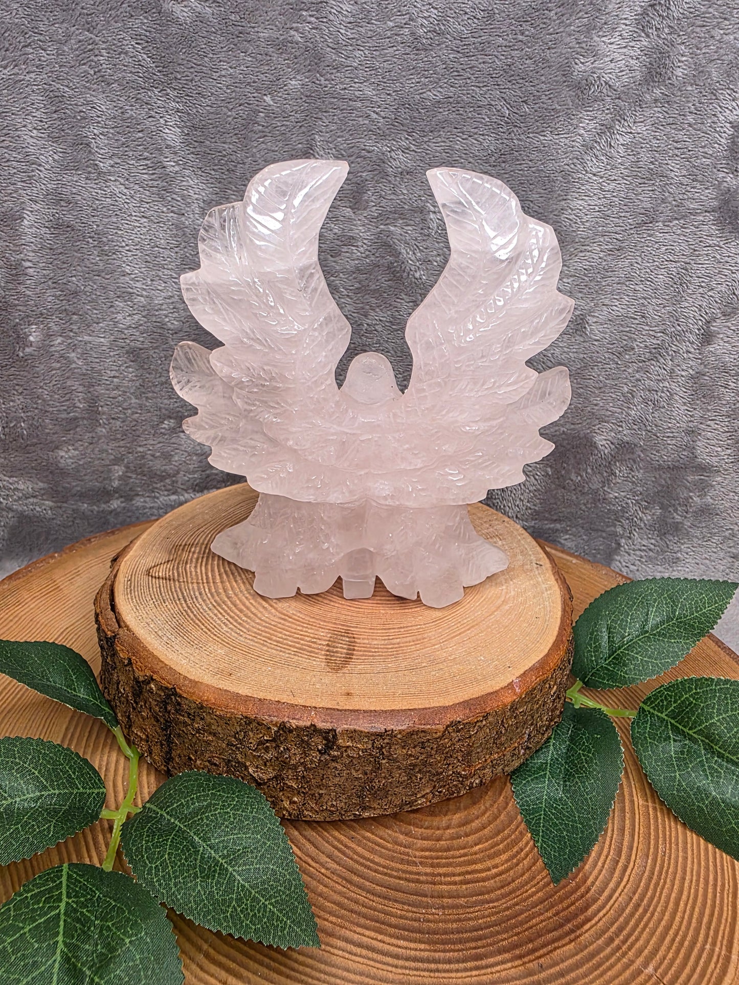 Rosenquarz Engel sechs Flügel