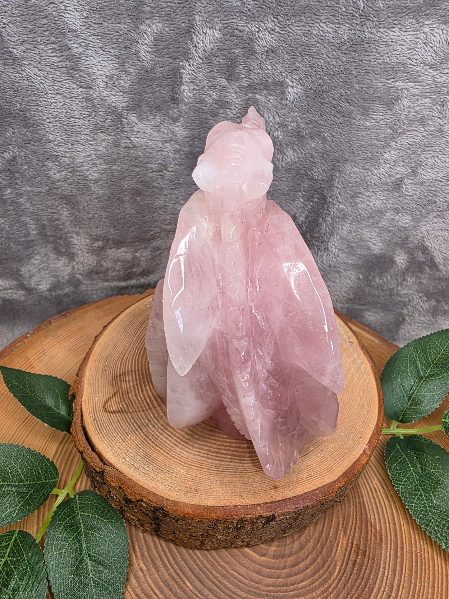 Rosenquarz Drache handgefertigt (R169)