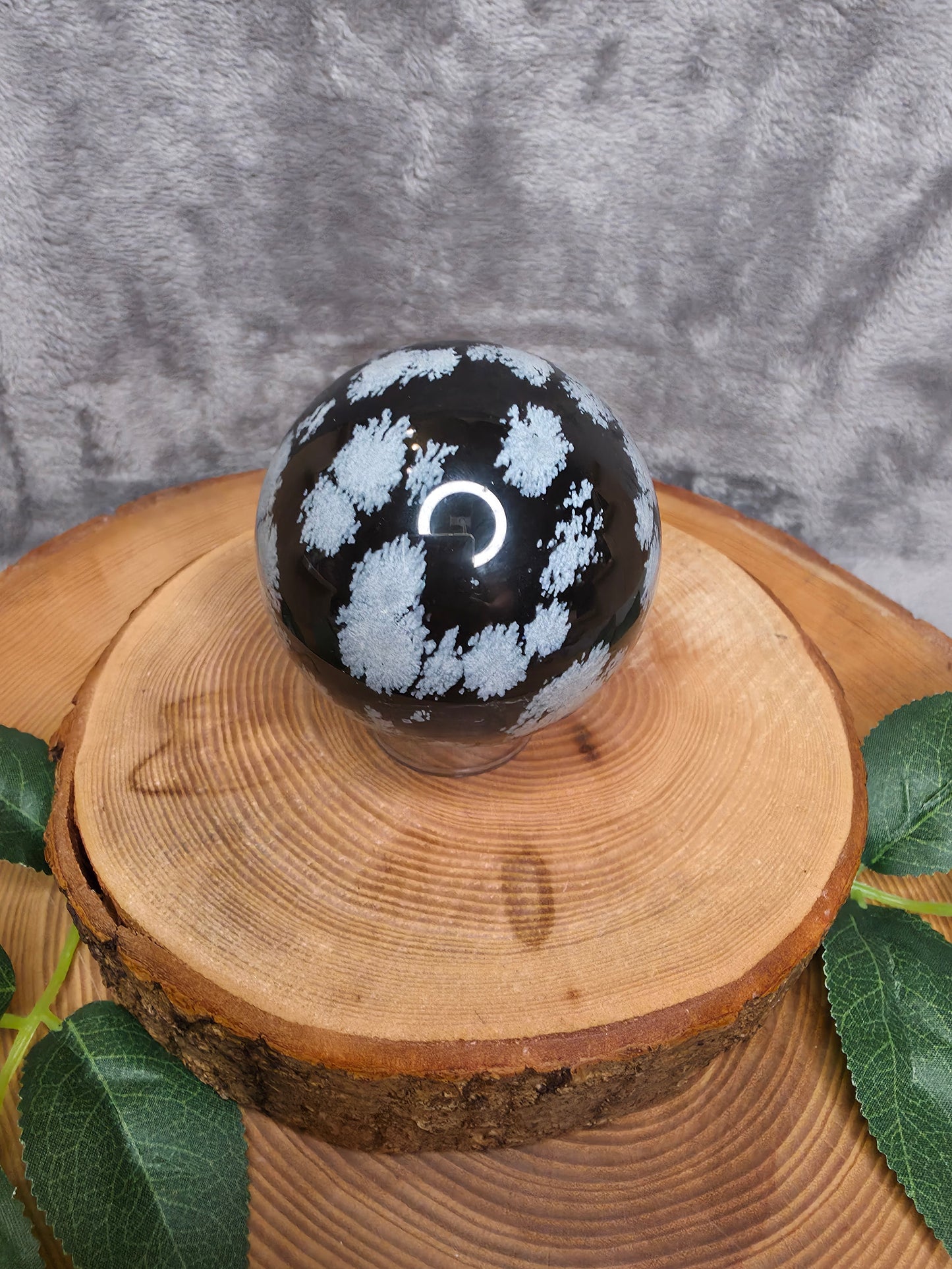 Schneeflocken Obsidian Kugel (P35)