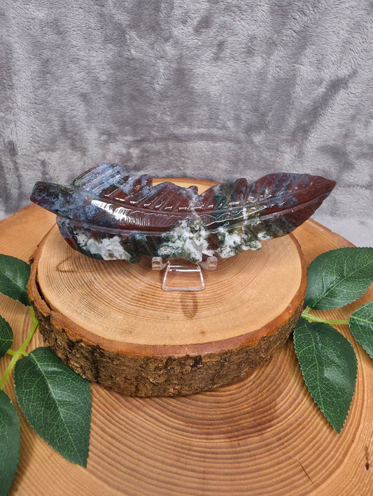 Moosachat x Ozean Jaspis Feder (J21)