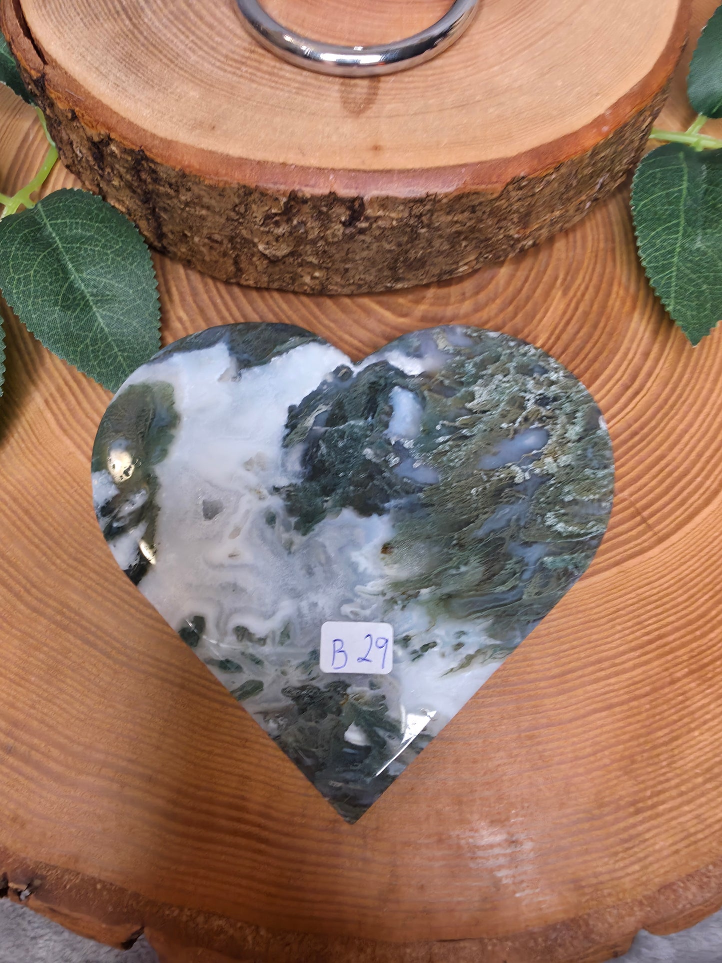 Moosachat Herz inkl. Halterung (B29)