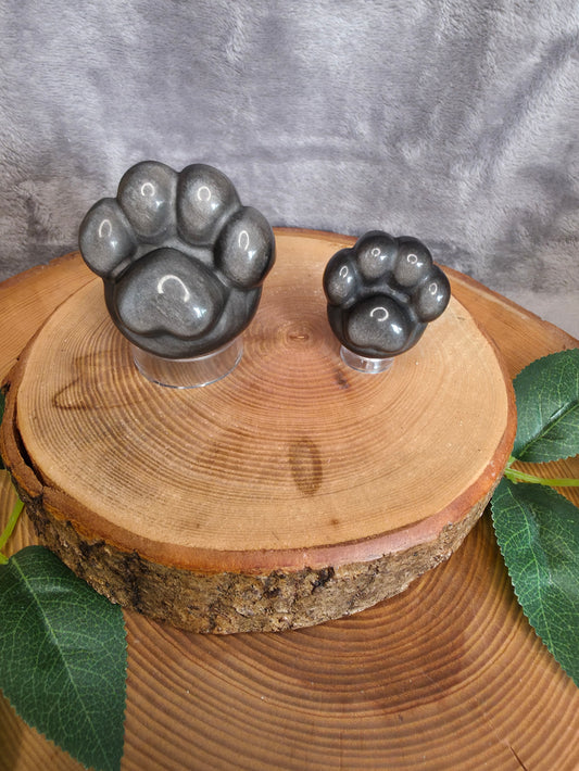 Silberobsidian Pfote (versch. Größen)