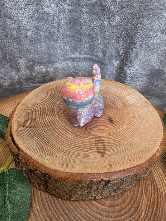 Sandelholz Katze mit Resin-Farbe Pfote raus (F13)