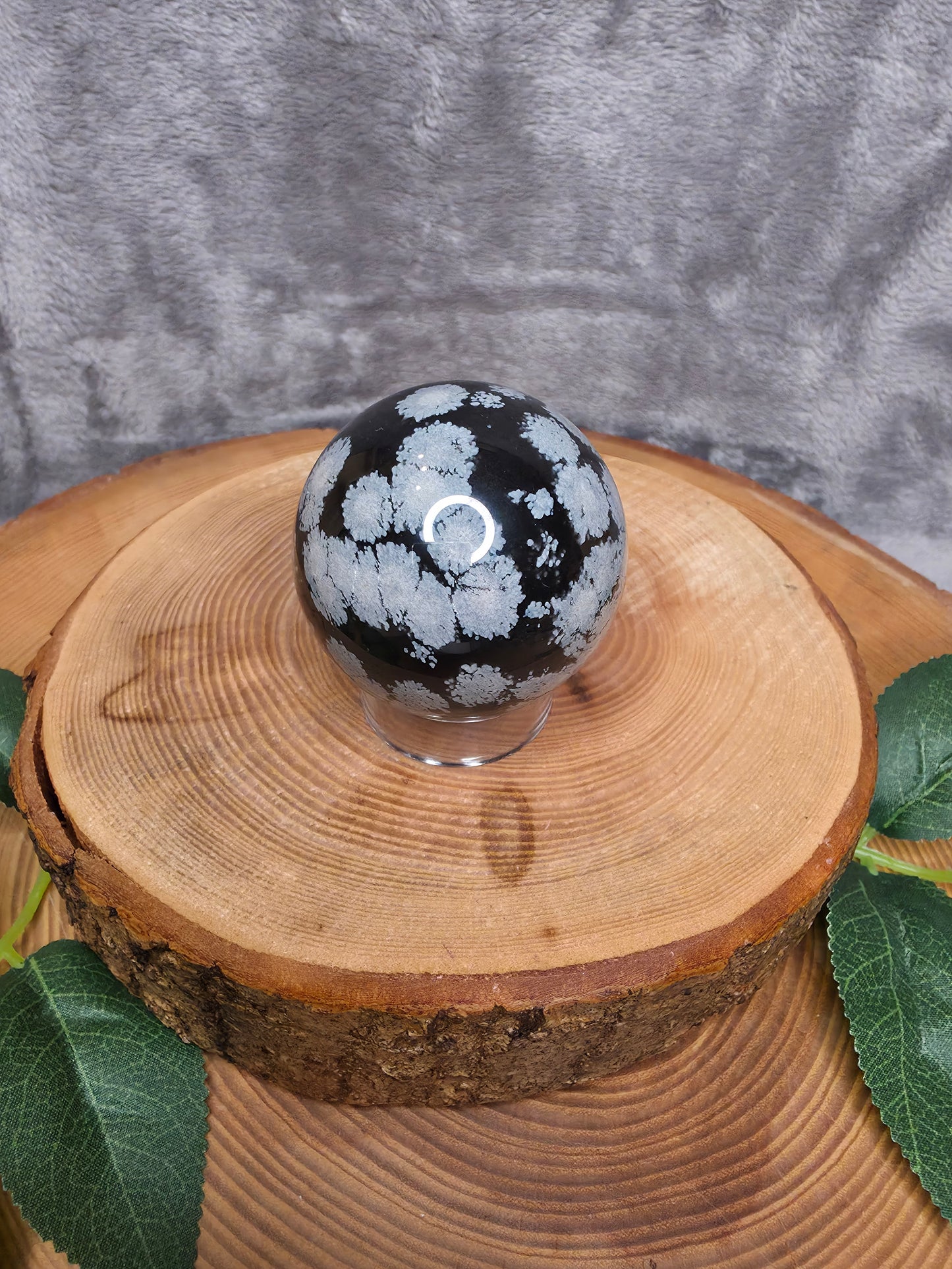 Schneeflocken Obsidian Kugel (O22)