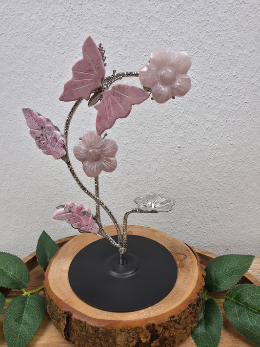 Kugelhalter mit Peruanischen Rhodonit und Rosenquarz (K43)