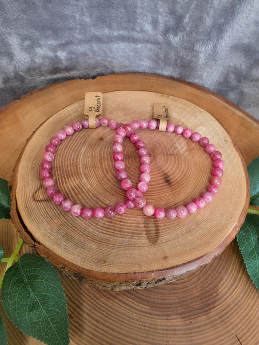 Icy Rhodonit (Sakura Rain) Kugelarmband