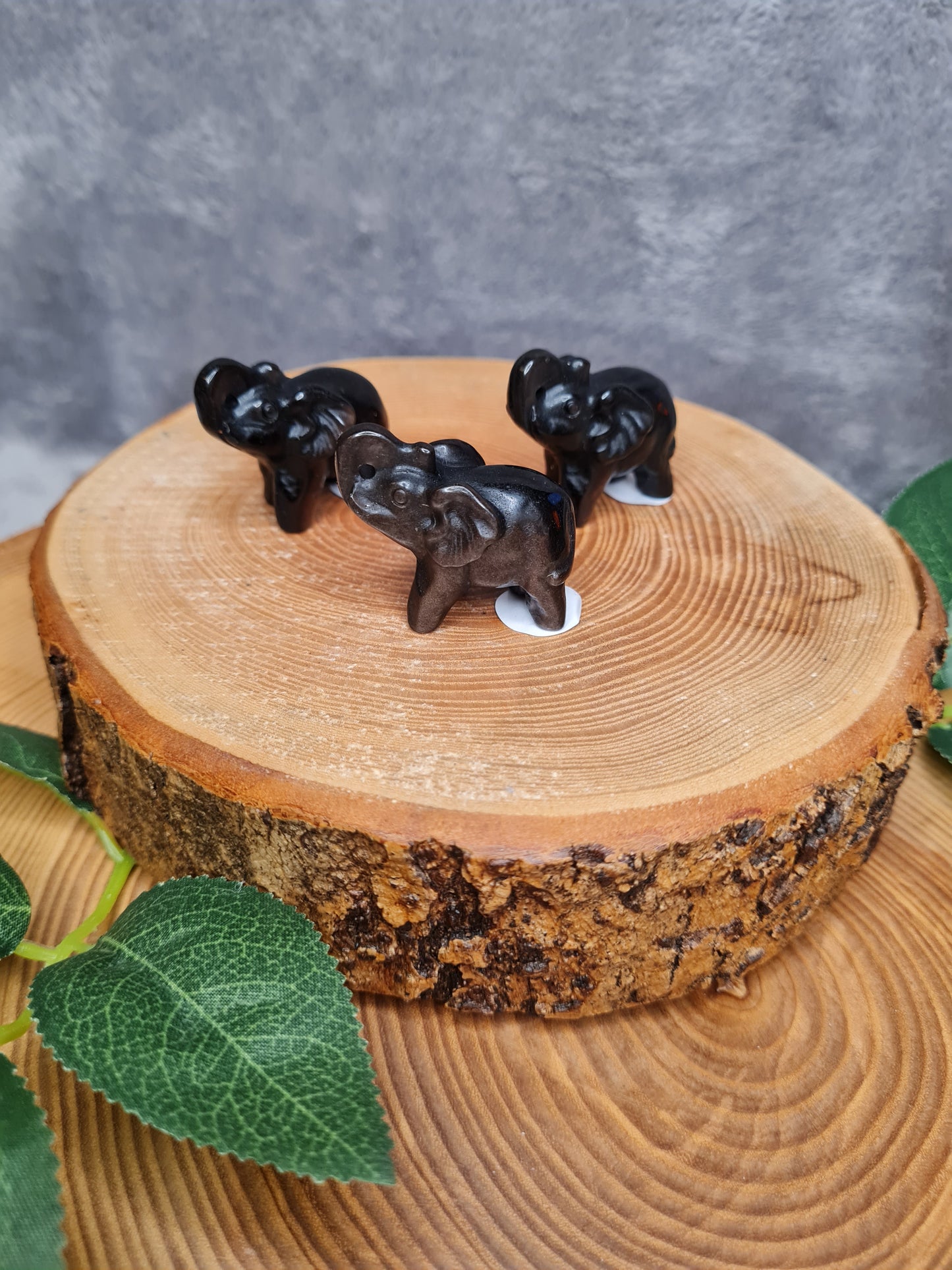 Silber Obsidian Elefant klein